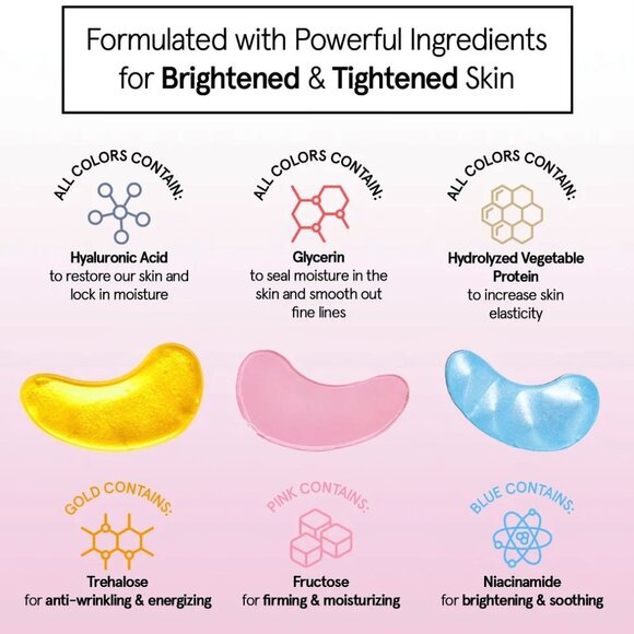 ➡️ 2/$25⬅️ Grace & Stella—Pink & Gold & Blue—Combo Set Eye Masks—6 Pairs *New* - Picture 3 of 11